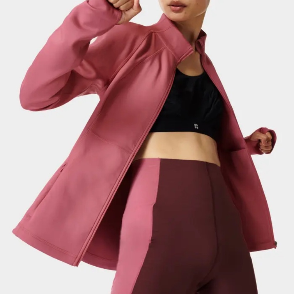 NWT $128 Sweaty Betty Power Boost Workout Jacket Adventure Pink Extra Small / XS